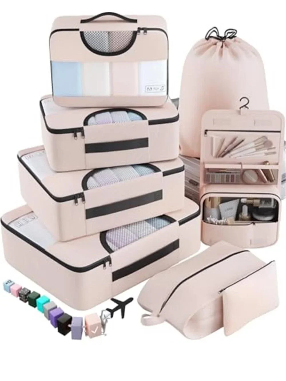 8 Piece Packing Cubes Travel Organizer Luggage Compression Storage Bags Set